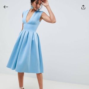 ASOS Design scuba seamed open back midi prom dress